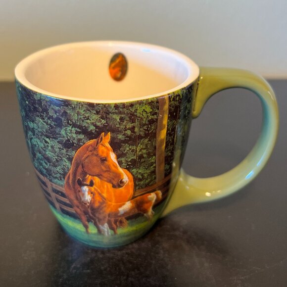 Vtg Lang JOSIE Horse Motif Ceramic Mug w/ Art by Chris Cummings ~ Mare and Colt - Picture 2 of 8